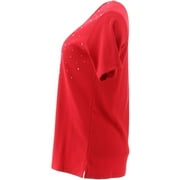 Quacker Factory Set 2 Summer Sparkle Short Slv T-shirts Flag Red XS NEW A276853